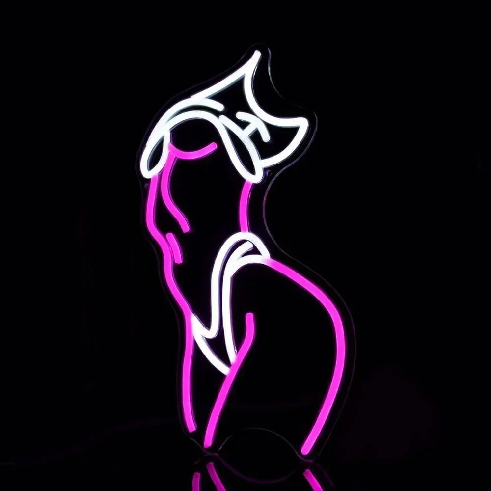 🆕Lady Neon Wall Decor Pink White LED Light Sign for Preppy Room Decor Light